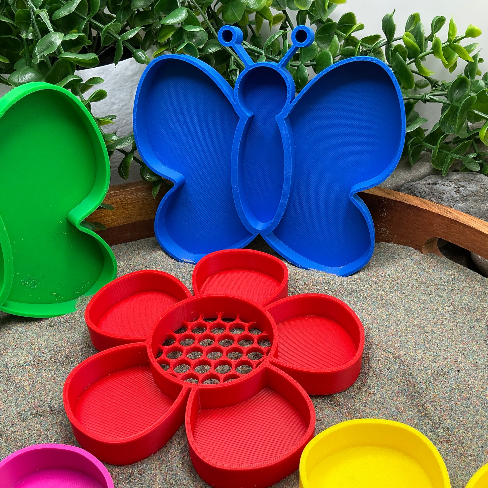 3D-printed butterfly and flower sieve sensory set, 5-piece for sand rice and water play - view 6 of 8
