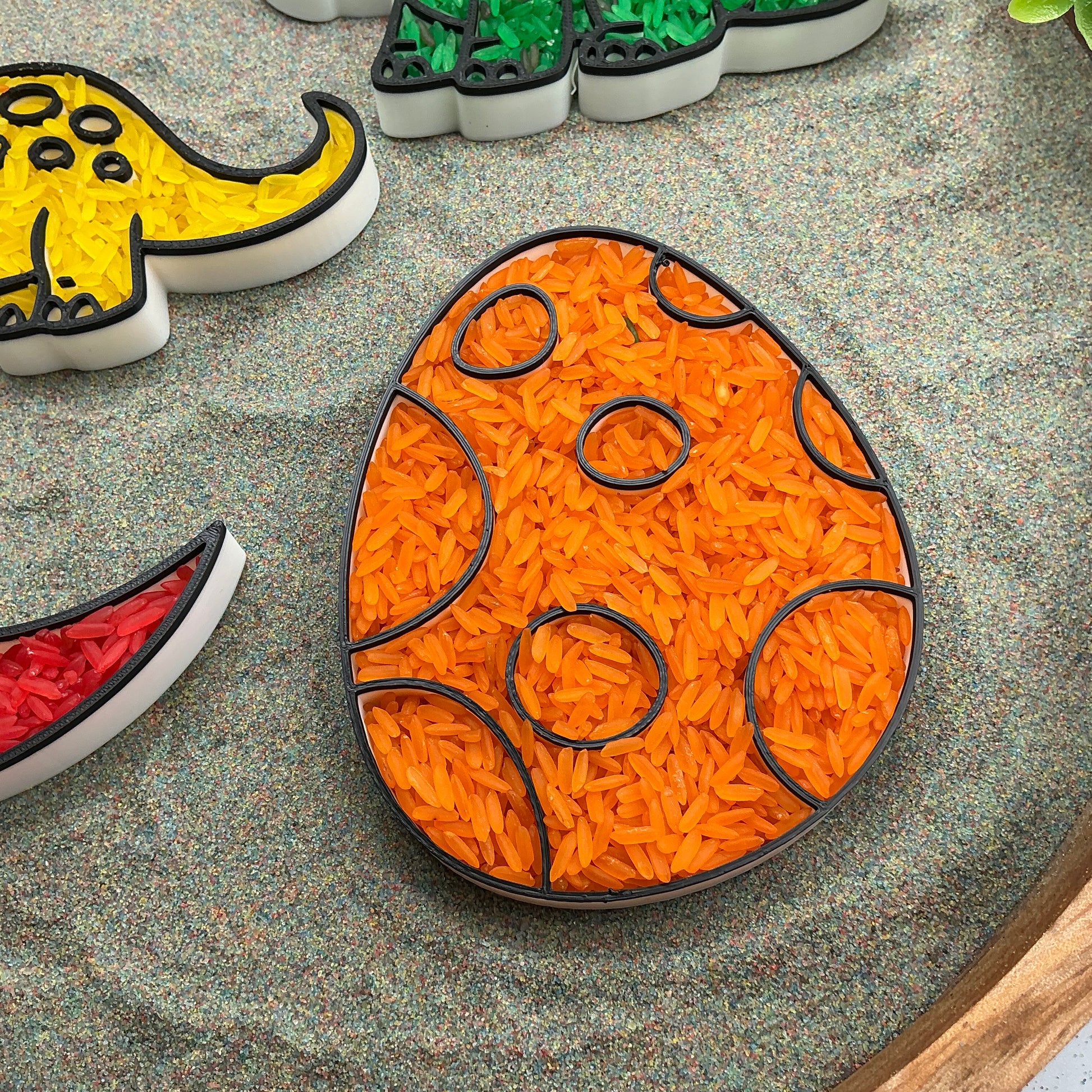 3D-printed dinosaur and dinosaur egg sensory filling tray, 4-piece set for sand and rice tuff trays - view 10 of 13