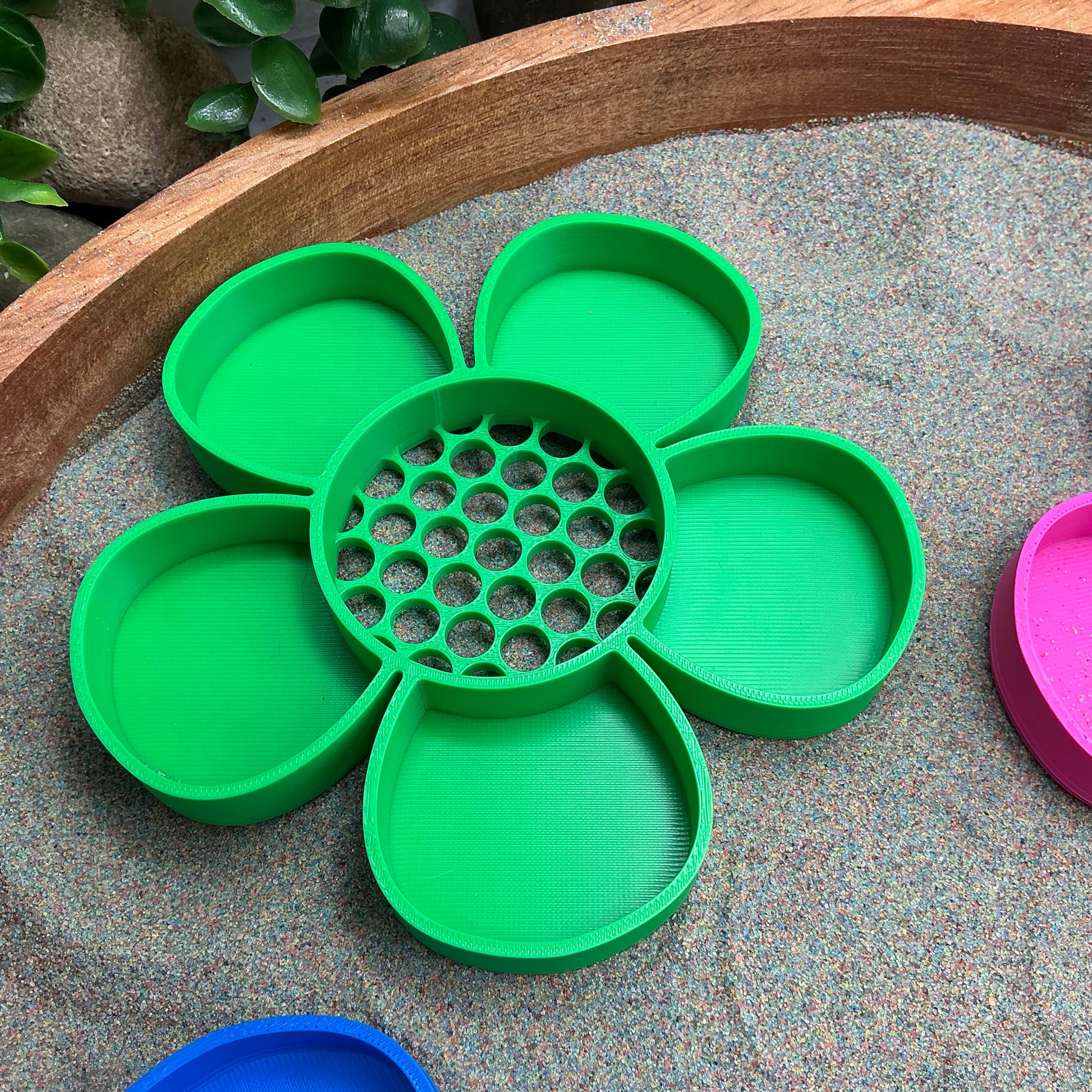 3D-printed flower sieve sensory set, 5-piece for sand, rice and water play - view 6 of 11