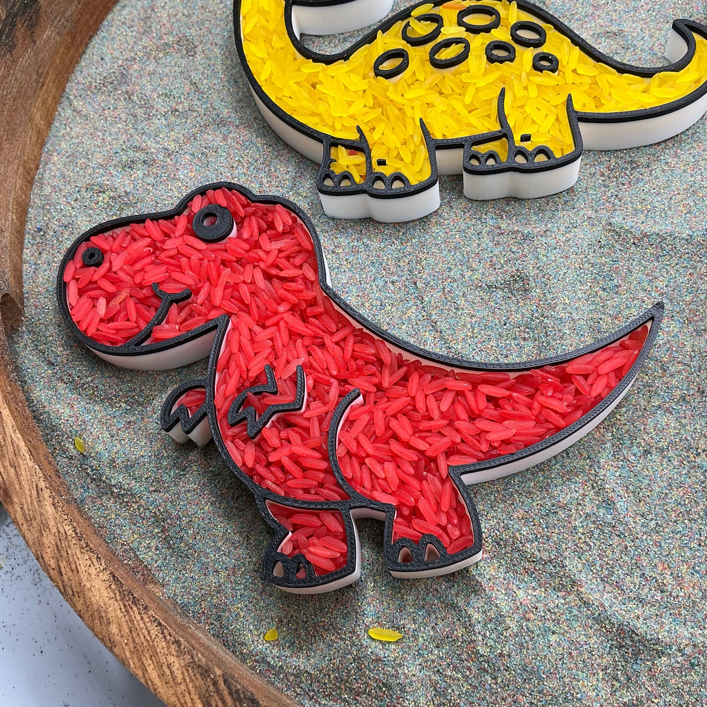 3D-printed dinosaur and dinosaur egg sensory filling tray, 4-piece set for sand and rice tuff trays - view 11 of 13