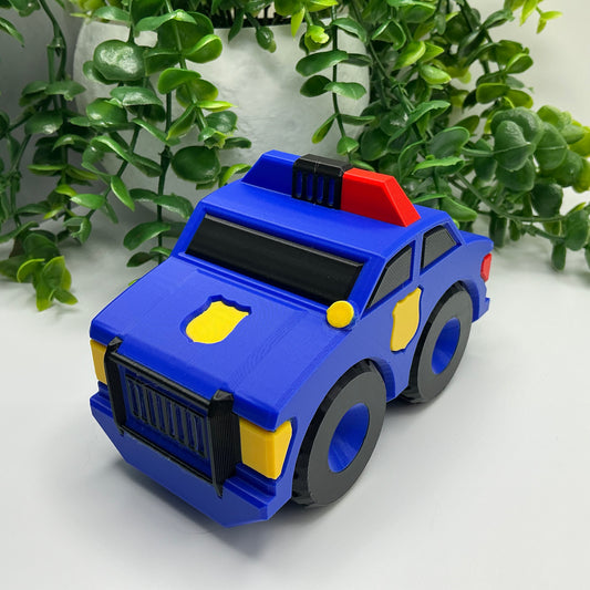 Large 3D Printed Police Car Durable Indoor & Outdoor Push Along Big Kids Rescue  - Main Product Image