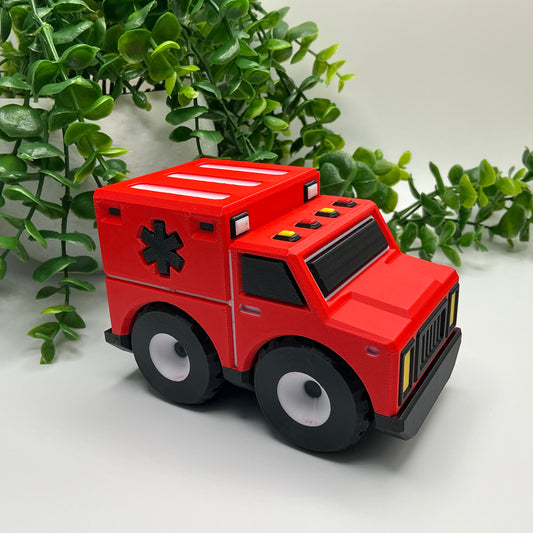 Large 3D Printed Ambulance Durable Indoor & Outdoor Push Along Big Kids Hospital - Alternative View