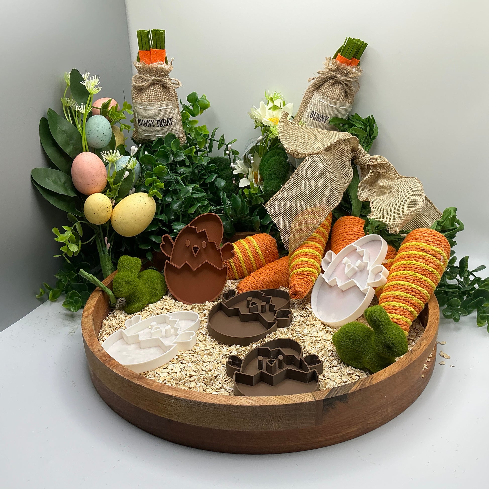 Easter Chick in a Egg 5 Piece Filling Tray Set Sensory Filling Trays Oats, Sand, - Alternative View