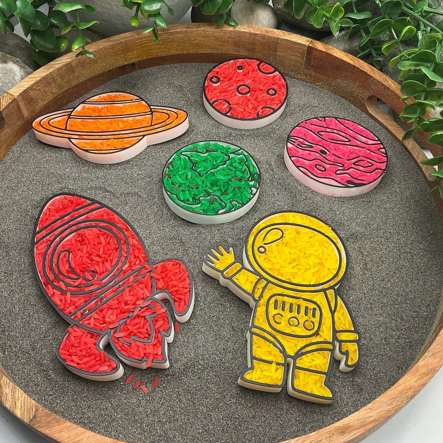 3D-printed space play sensory filling tray, 6-piece set for sand and rice tuff trays - view 6 of 11