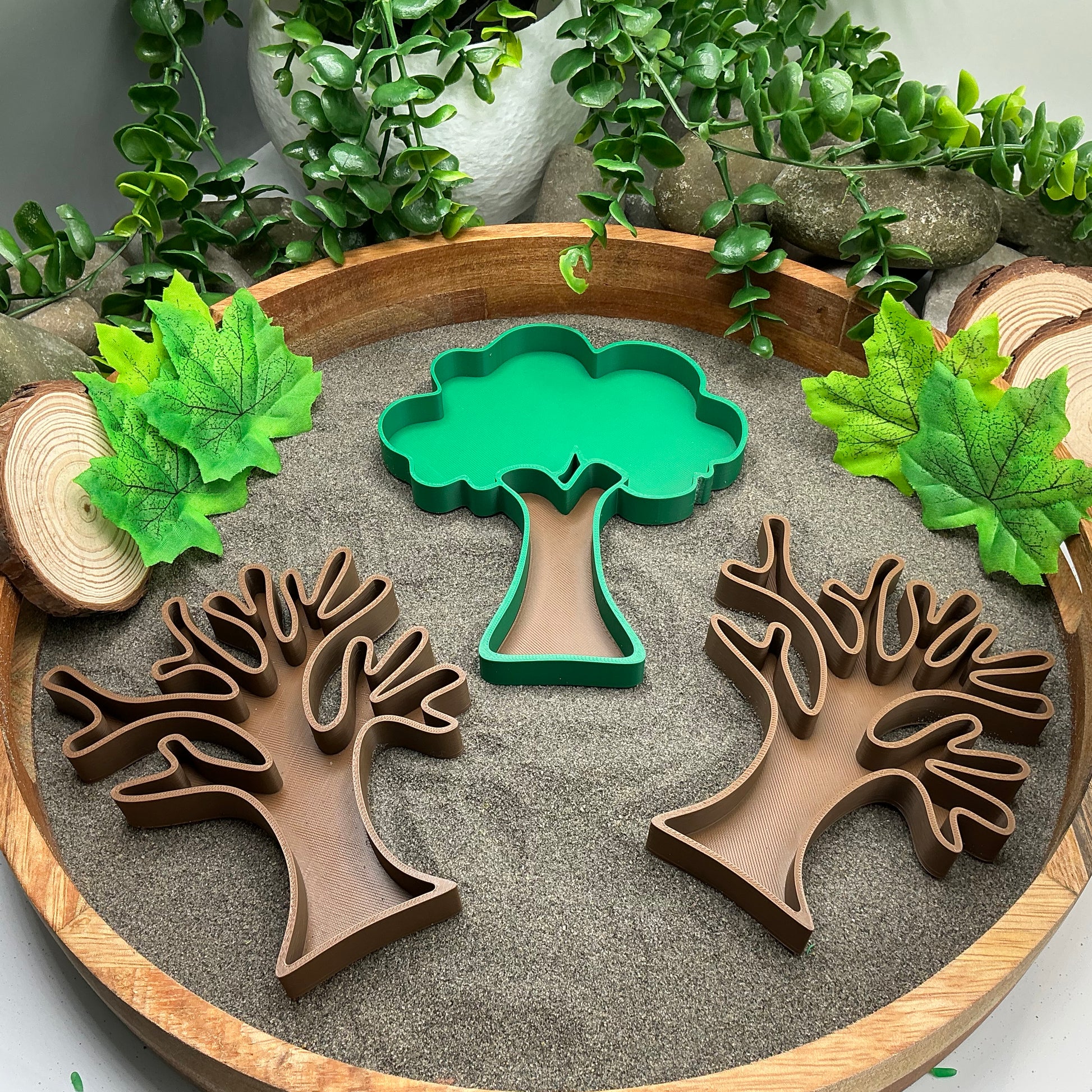 3D-printed tree fill shapes sensory filling tray, 3-piece set for sand and rice tuff trays - view 2 of 11