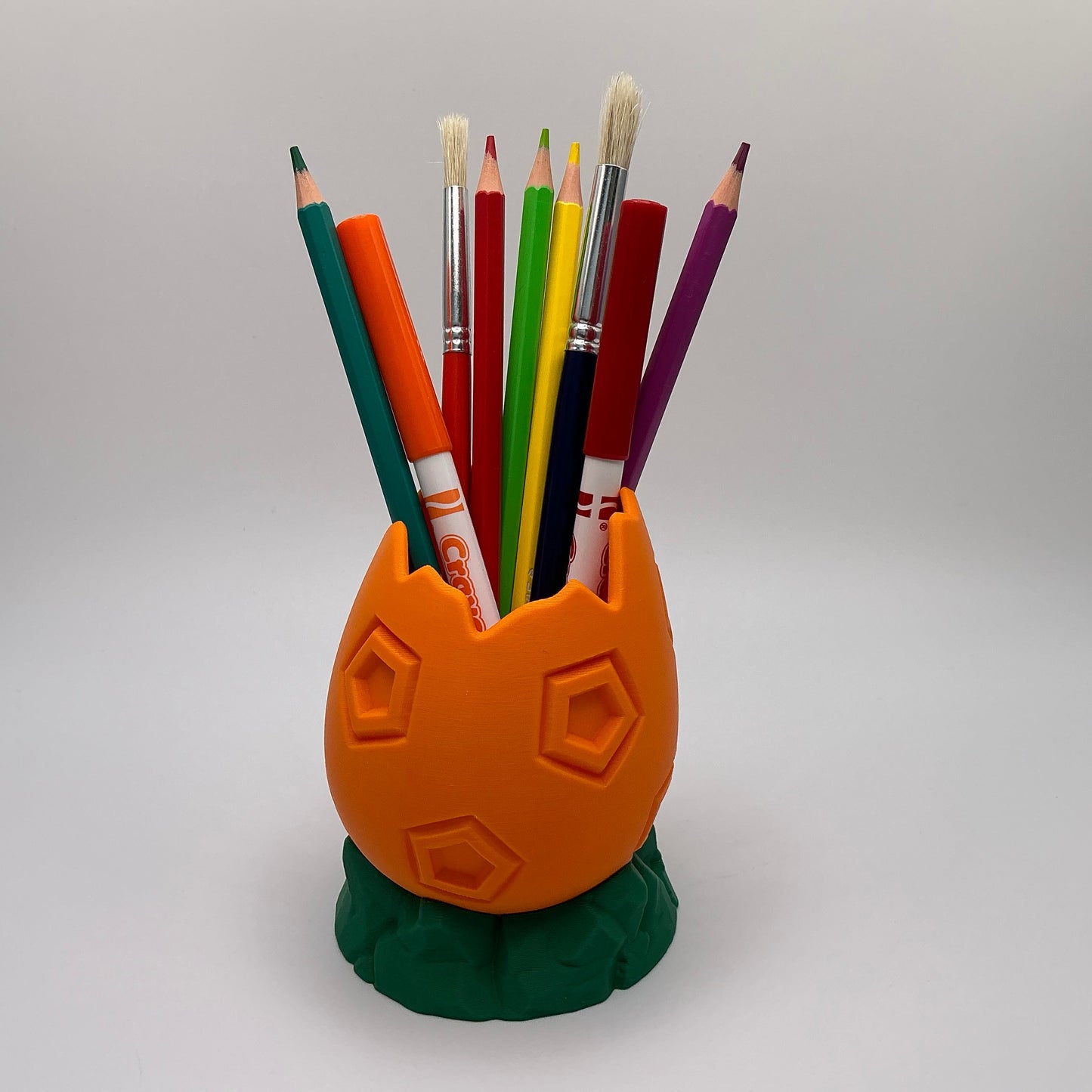 Dinosaur Egg Pencil Holder Cracked Dino Egg Pen Pot Kids Desk Organizer Paintbrush Holder for Artists 3D Printed Eco Friendly Gift