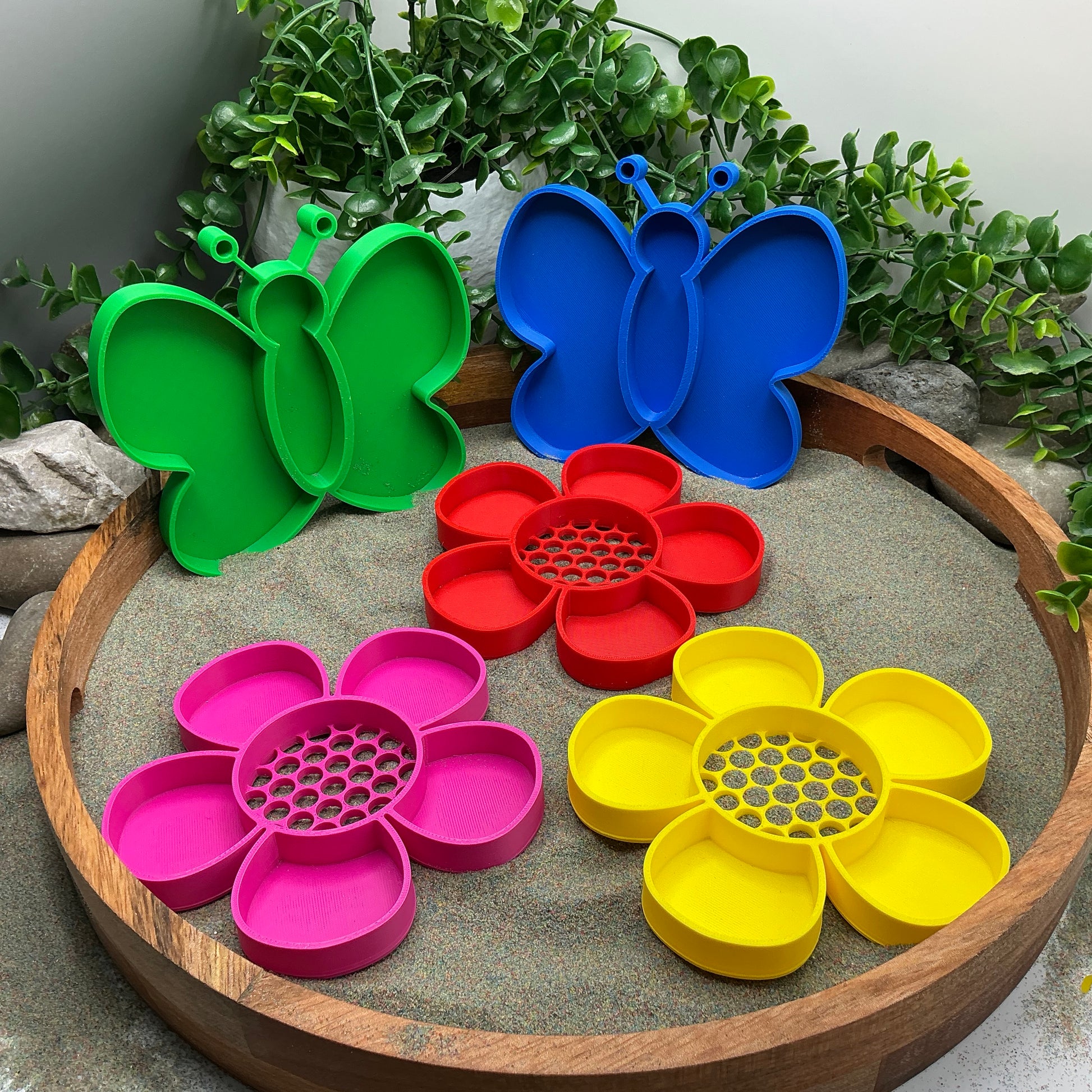 3D-printed butterfly and flower sieve sensory set, 5-piece for sand rice and water play - view 7 of 8