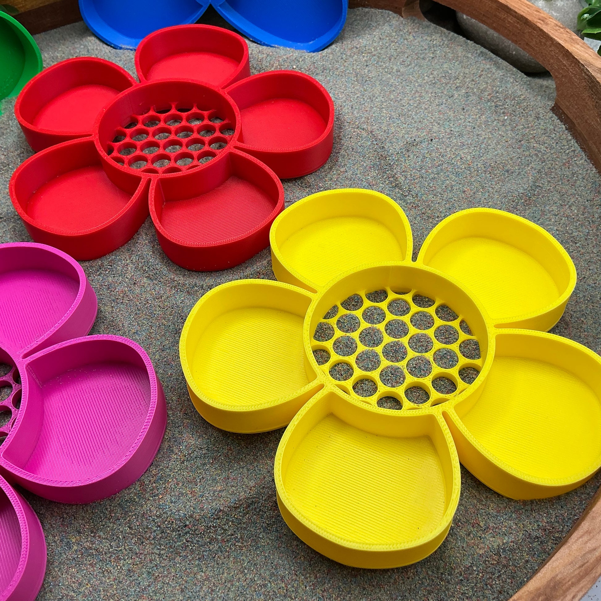 3D-printed butterfly and flower sieve sensory set, 5-piece for sand rice and water play - view 5 of 8