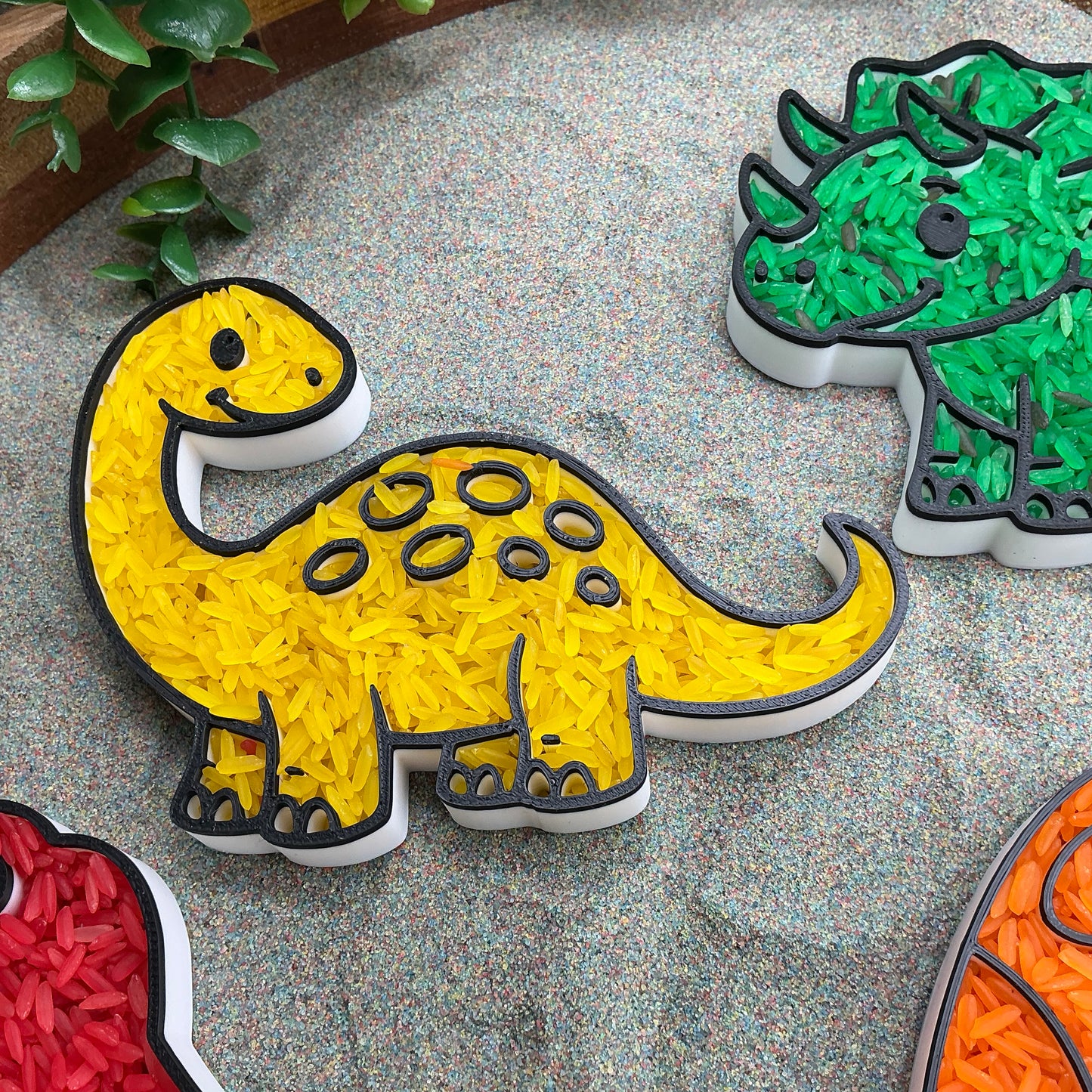 3D-printed dinosaur and dinosaur egg sensory filling tray, 4-piece set for sand and rice tuff trays - view 9 of 13