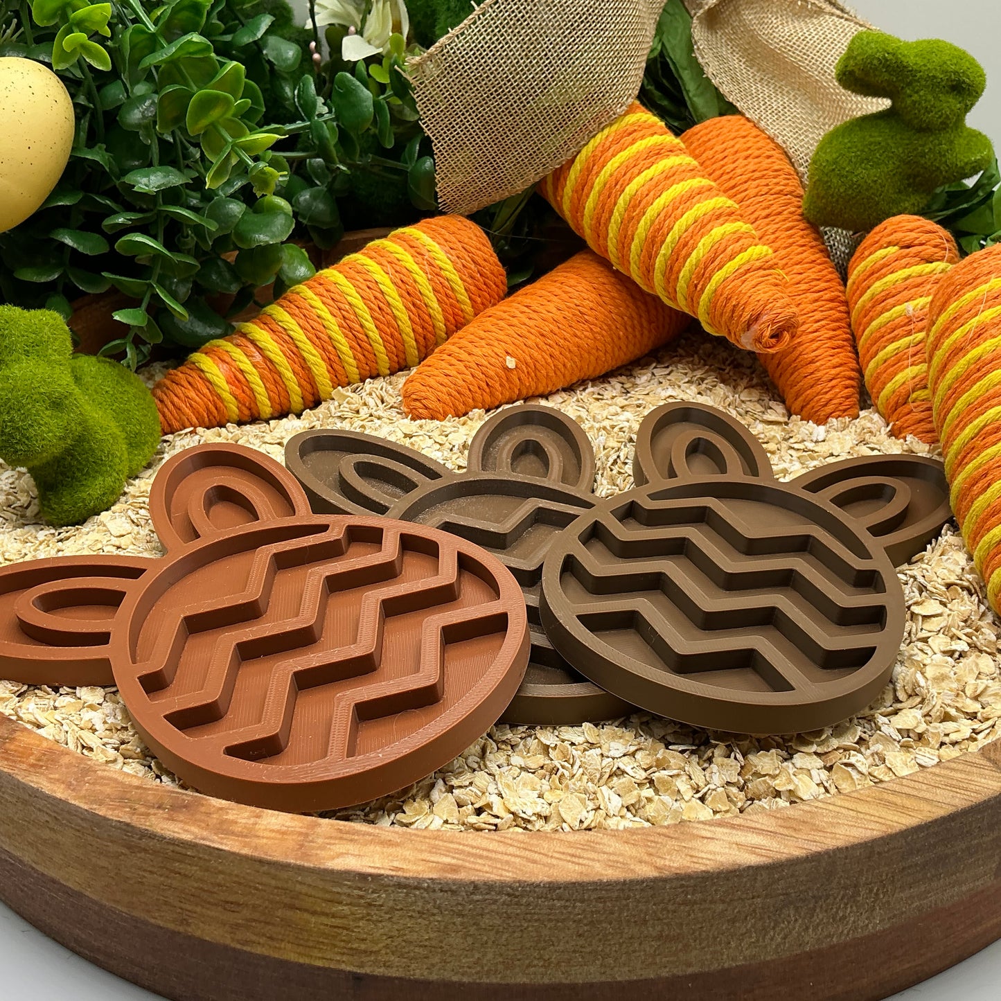 3-Piece Easter Bunny Sensory Tray Eco-Friendly Filling Tray's Spring Montessori  - Close Up