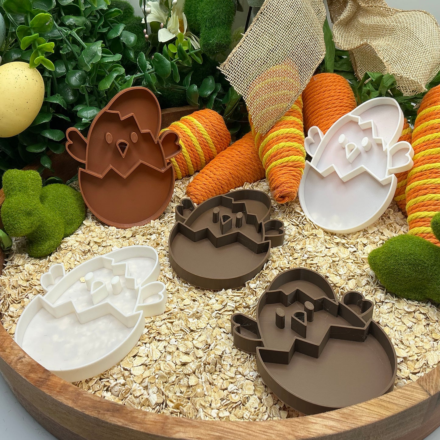 Easter Chick in a Egg 5 Piece Filling Tray Set Sensory Filling Trays Oats, Sand, - Main Product Image