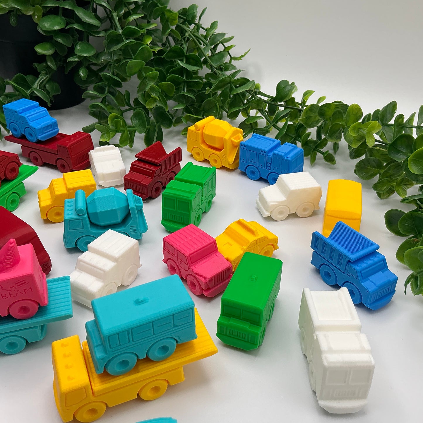 Mini Range Collection Set of 12 Mini Transport Vehicles 3D Printed Construction  - Close Up
