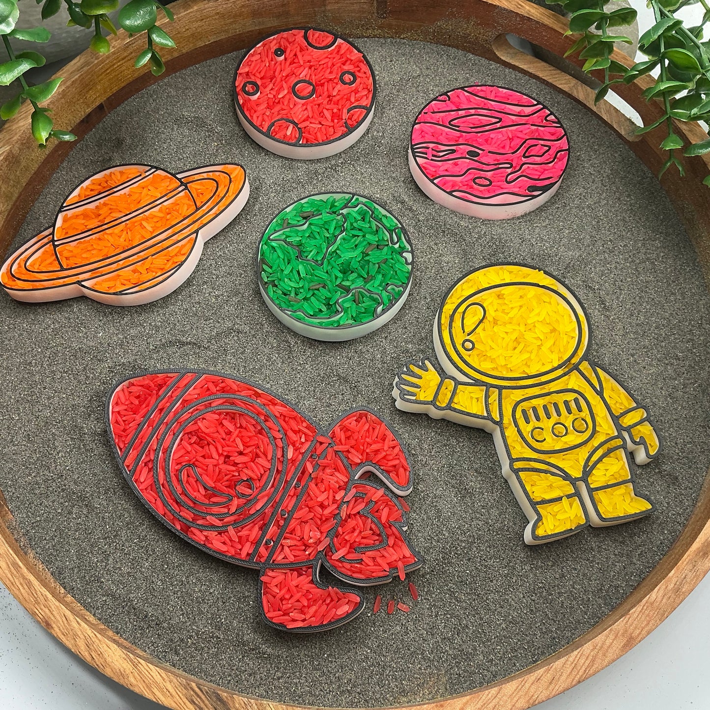 3D-printed space play sensory filling tray, 6-piece set for sand and rice tuff trays - view 10 of 11