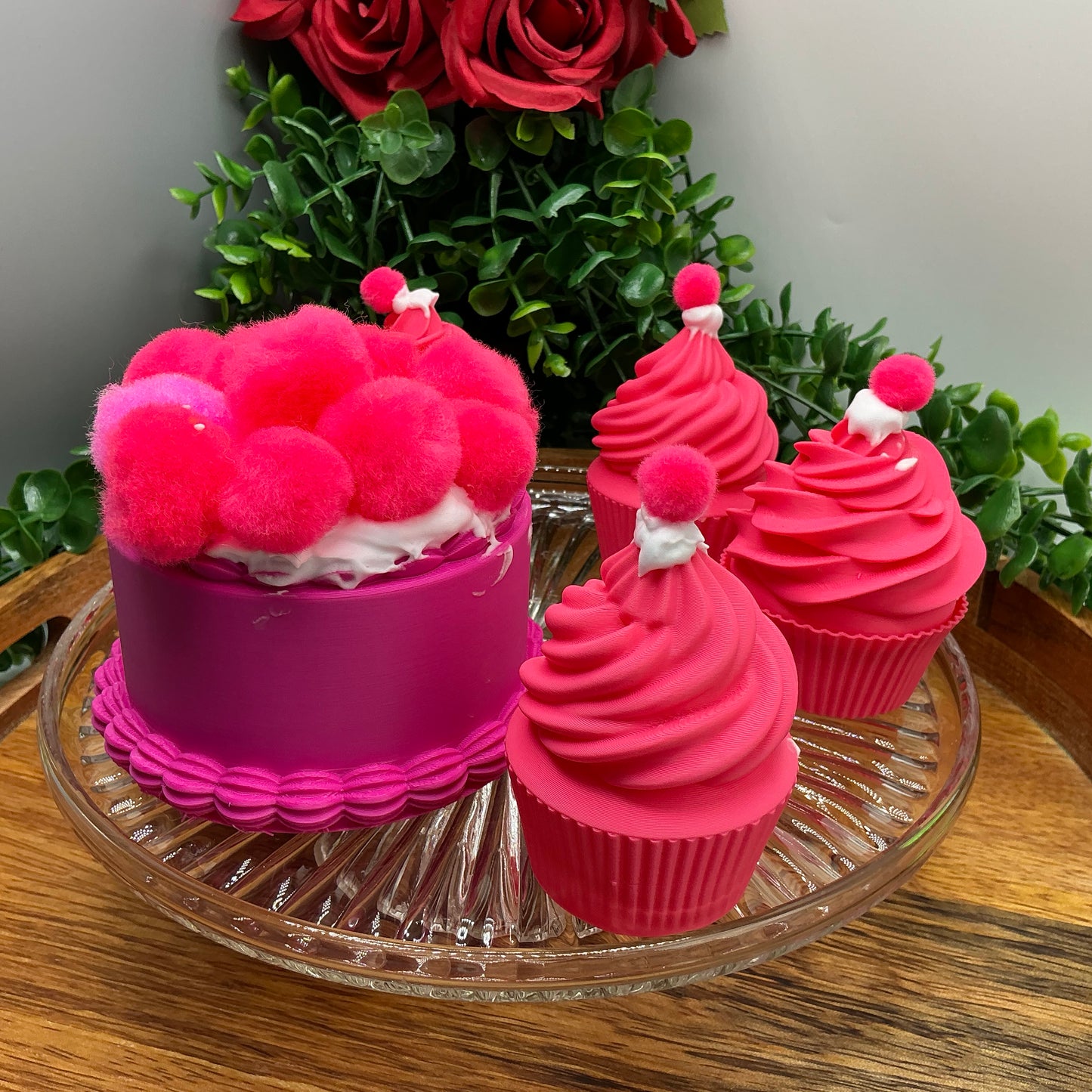 3D Printed Play Food Set Eco Friendly Toy Cake & Cupcakes Sensory Play & Dough T - Detail Shot