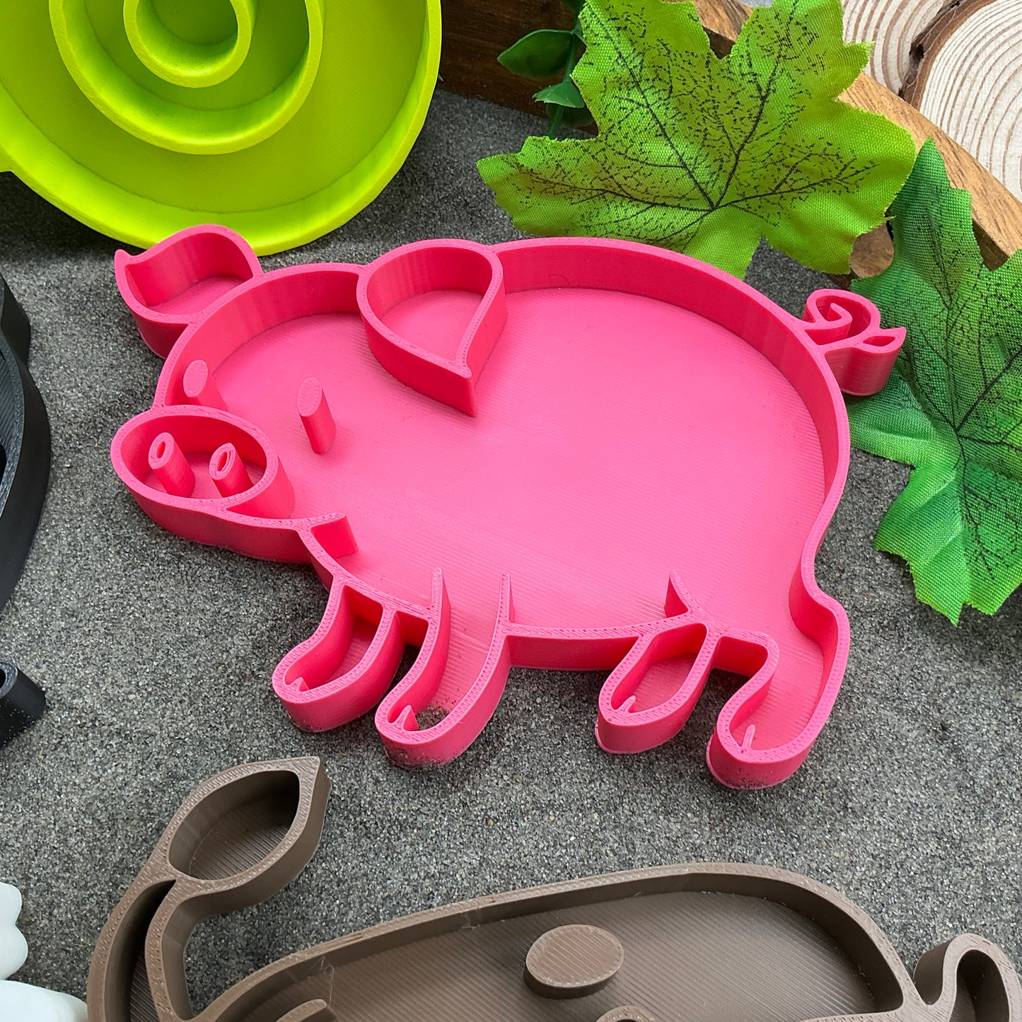 Farm Set Sensory Filling Trays Farm Animals 5 piece Set - Eco-Friendly 3D Printed for Sand, Rice & Oats Tractor Pig Cow Sheep & Chicken Fill Shapes