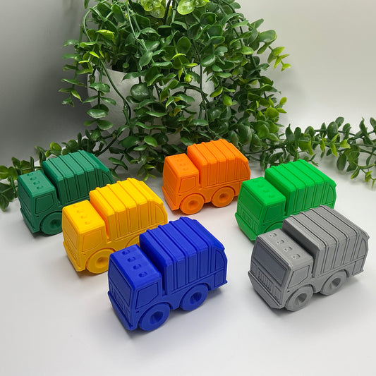 Garbage Truck 3D Printed Articulated Recycling Vehicle Durable Kids Toy Truck Eco-Friendly