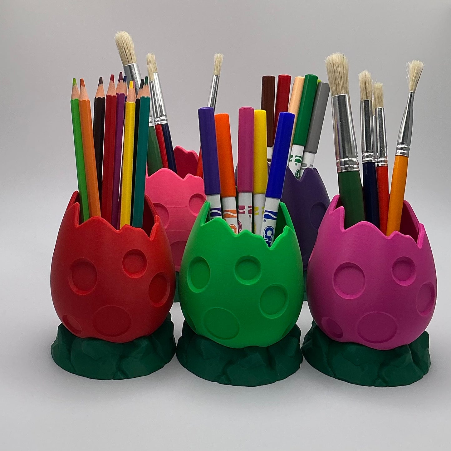 Dinosaur Egg Pencil Holder Cracked Dino Egg Pen Pot Kids Desk Organizer Paintbru - Main Product Image