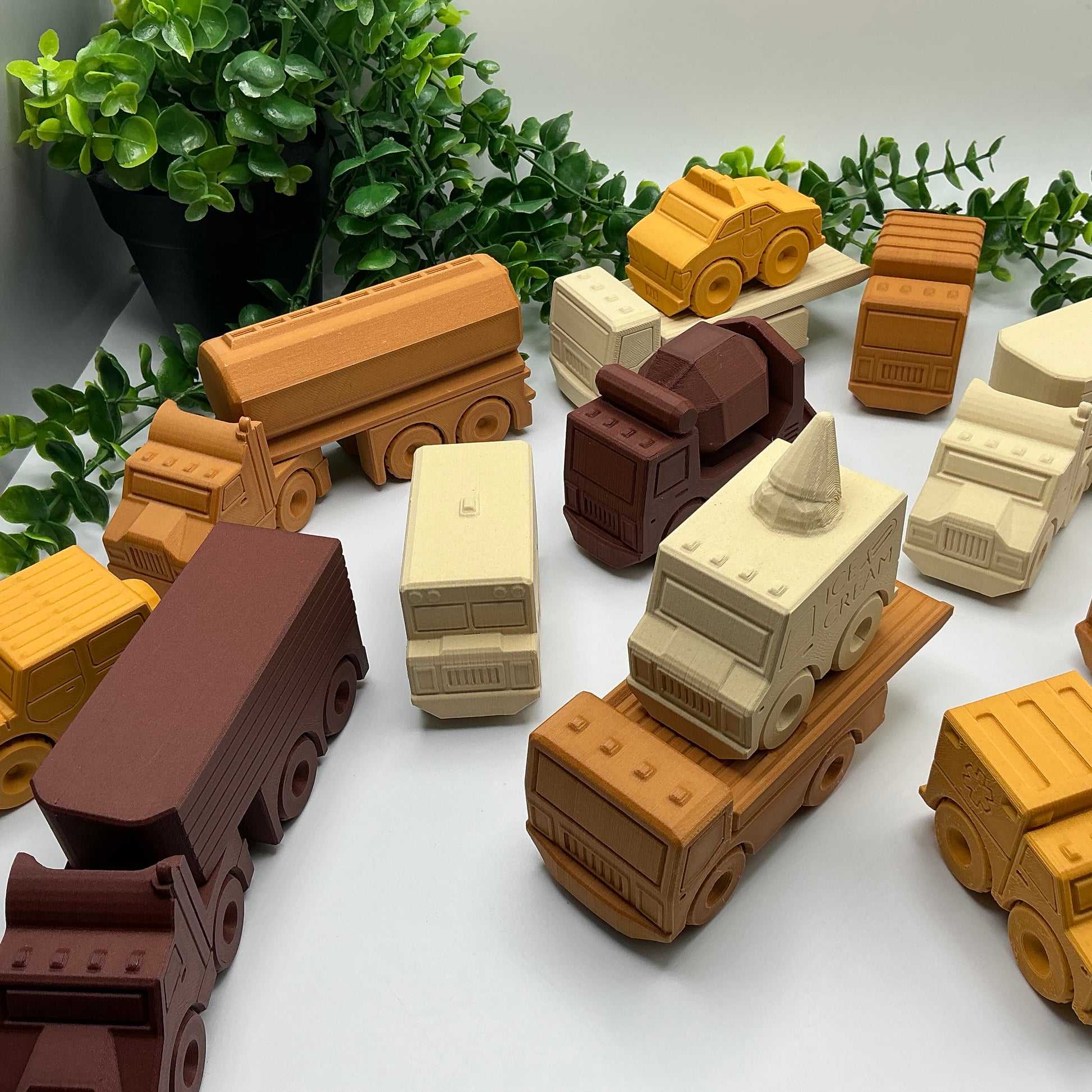 3D Printed Transport Vehicles in Wood PLA - Main Product Image
