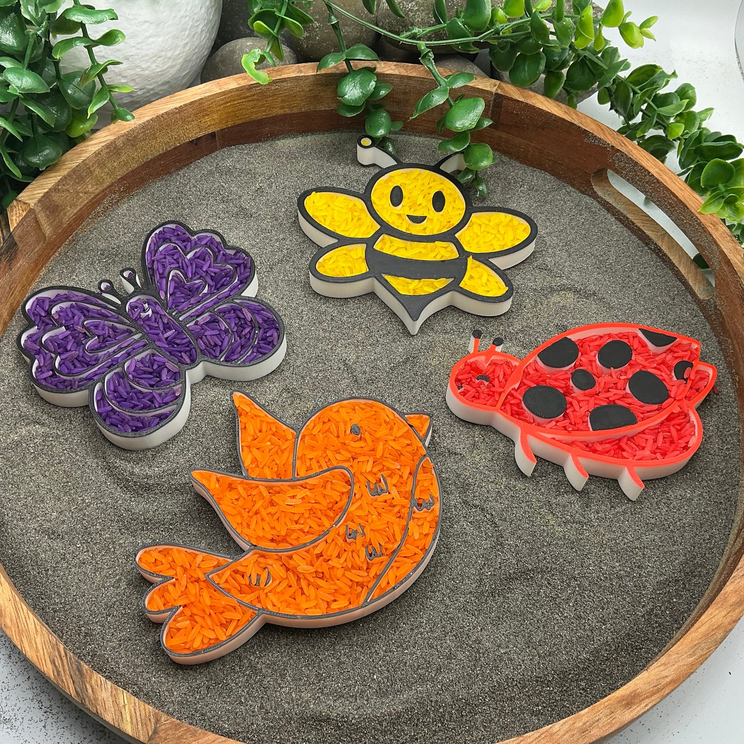 3D-printed spring garden sensory filling tray 4-piece set - ladybird, bee, butterfly and bird - view 13 of 14