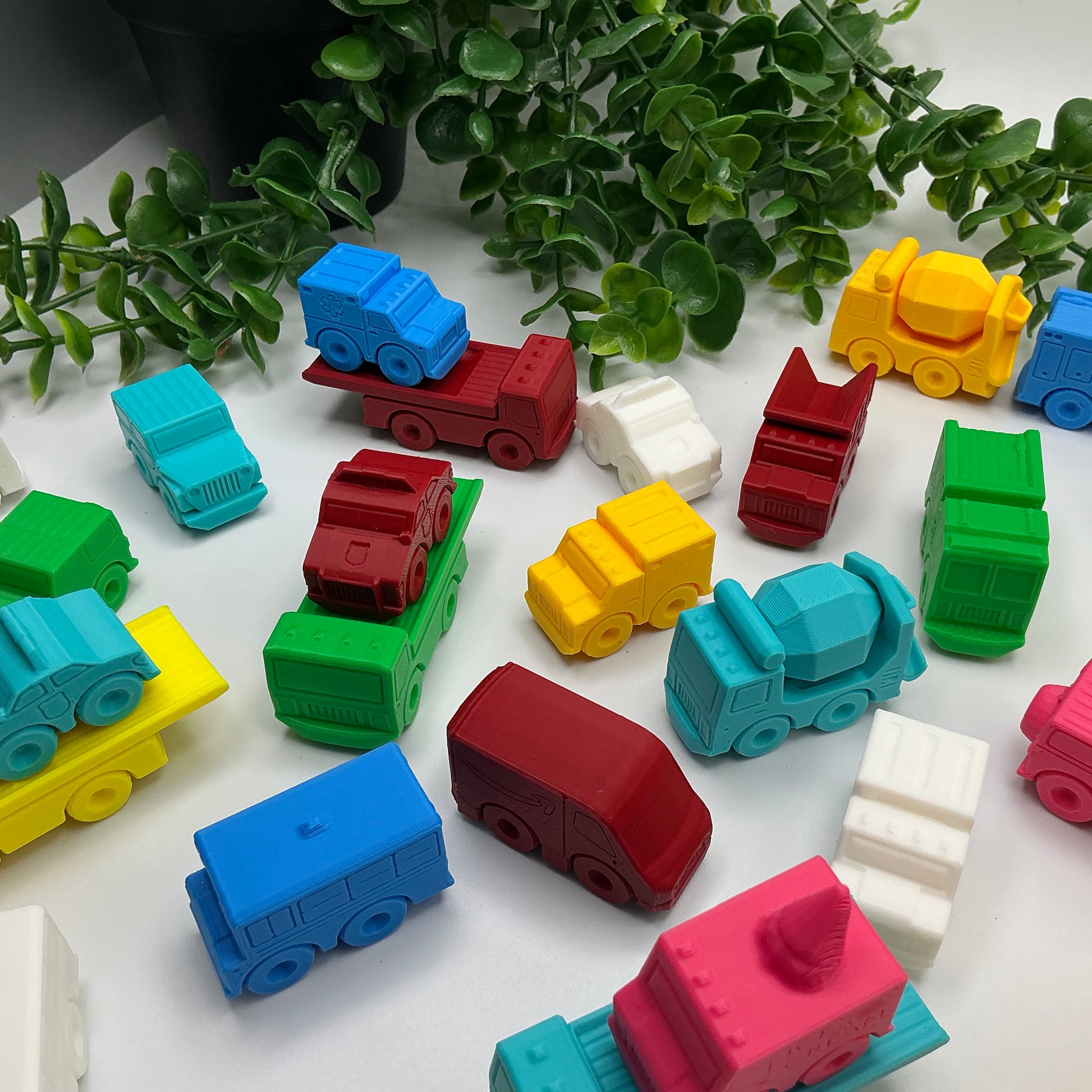 Mini Range Collection Set of 12 Mini Transport Vehicles 3D Printed Construction  - Detail Shot