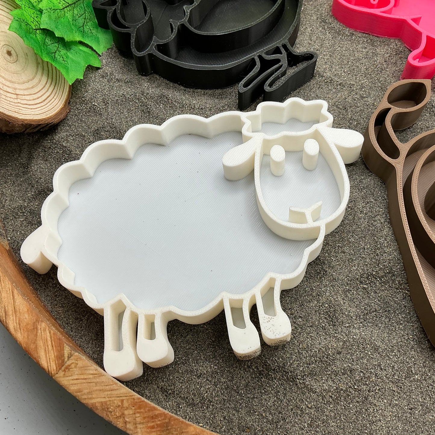 Farm Set Sensory Filling Trays Farm Animals 5 piece Set - Eco-Friendly 3D Printed for Sand, Rice & Oats Tractor Pig Cow Sheep & Chicken Fill Shapes