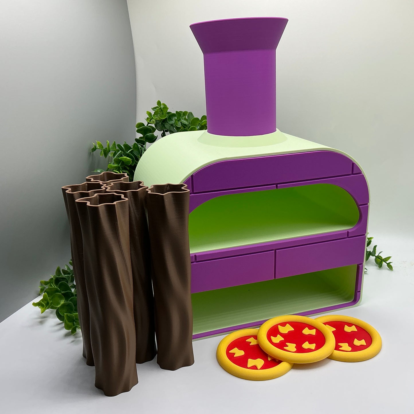 Large Pizza Oven Stove Set Kitchen Food Role Play Set 3D Printed - side view
