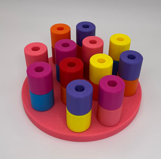 Jigsaw pegged Circle Cylinder Geometric Shape stacker
