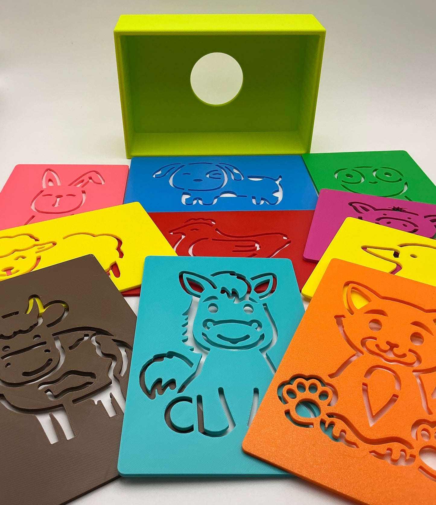 Farm Animal Ten Piece Stencil Set with Storage Box